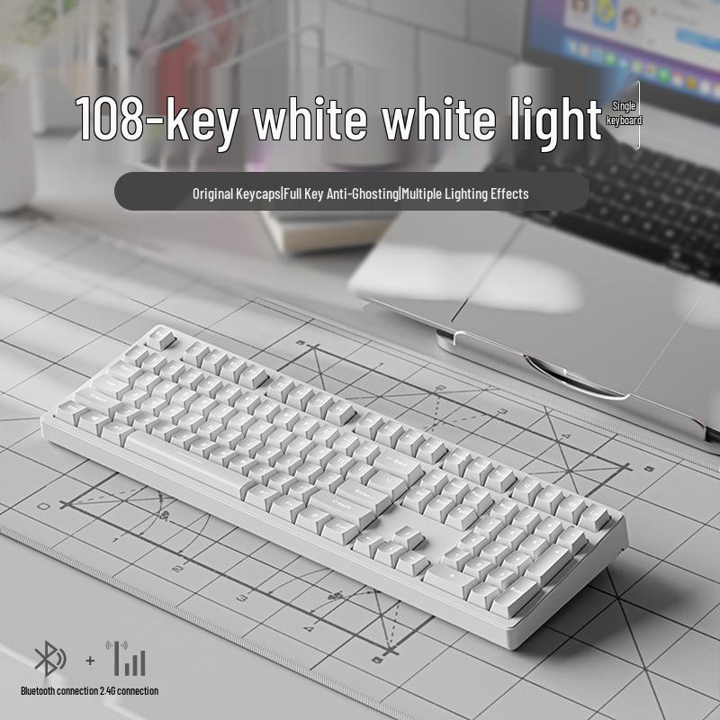 Strawberry Kitten Wireless Bluetooth Mechanical Keyboard with Universal Switches - Silent Design for Office and Gaming