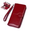 Newest Women Oil Wax Leather Wallet Female Purses Big Capacity Hasp Zipper Purse Ladies Long Wristlet Clutch Coin Card Holders