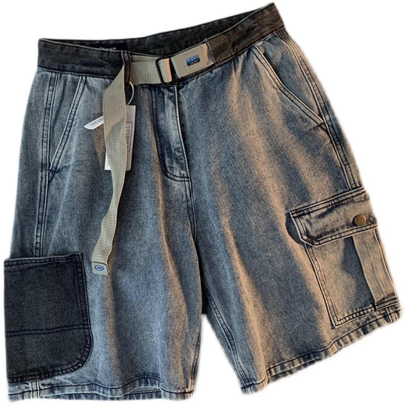 Unisex American Retro Denim Five-Point Workwear Shorts