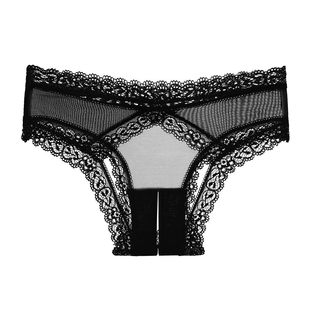Low Waisted Sexy Open Crotch Thong Women's Lace Erotic Briefs Ultra-thin Mesh Plus Size Porn G-String Lingerie Summer Underwear