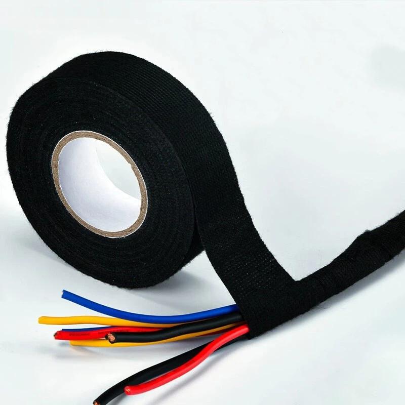 Car Wiring Harness Tape Wear Proof Flame Retardant 10M/15M/25M for Auto Cable Loom Insulation Wrapping Engine Wiring Protection