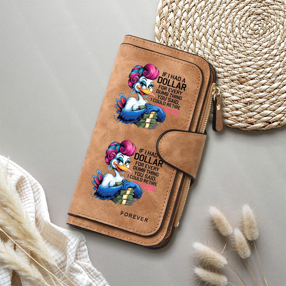 Funny Cartoon Duck Leather Wallet for Women Portable Multi Slot Card Holder Purse