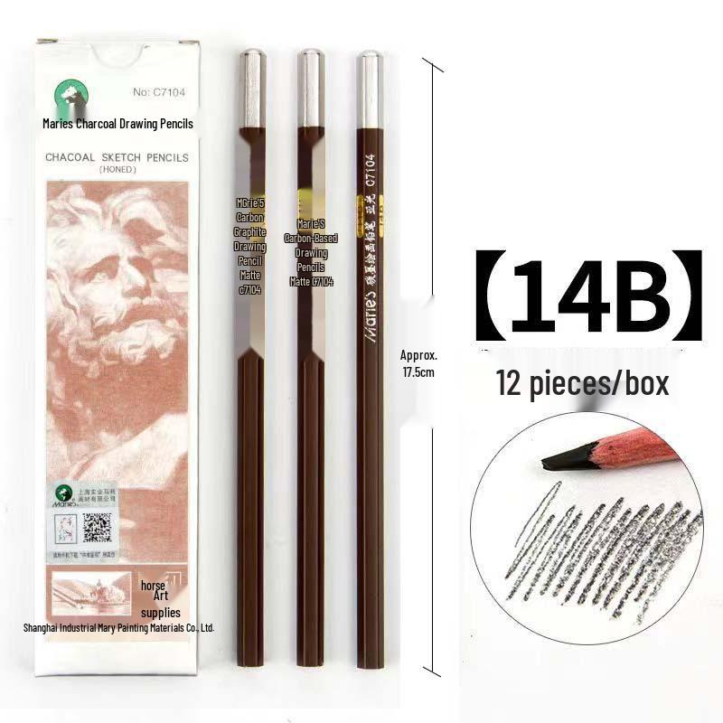 Mali Brand Charcoal Sketch Pencil Set - Includes 2B, 4B, 6B, 8B for Art Students