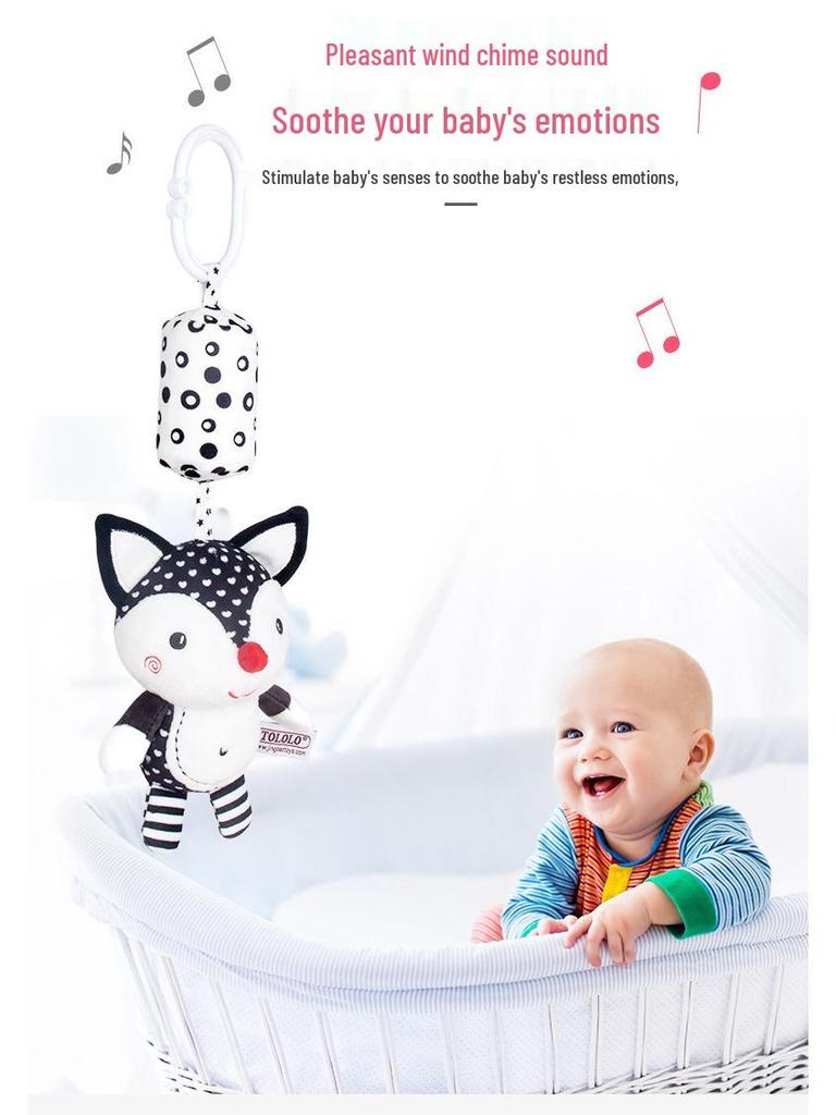 TOLOLO Black & White Crib Mobile Wind Chime for 0-3 Year Olds - Early Education Hanging Rattle Toy
