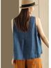 Cotton Linen Sleeveless T-Shirt Summer Casual Button Decoration Vest Loose Top