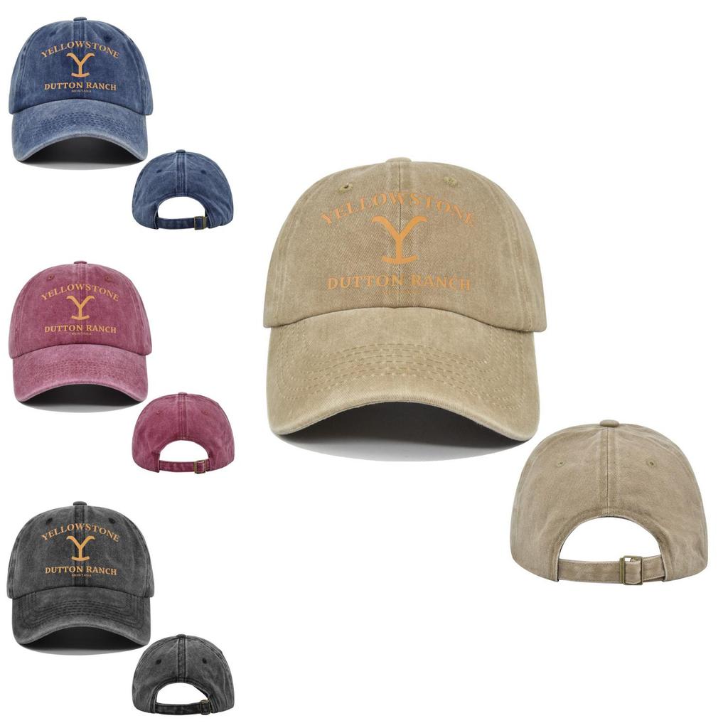 Yellow Stone Letter Embroidery Art Cotton Baseball Cap With Curved Visor For Summer Sun And Shade