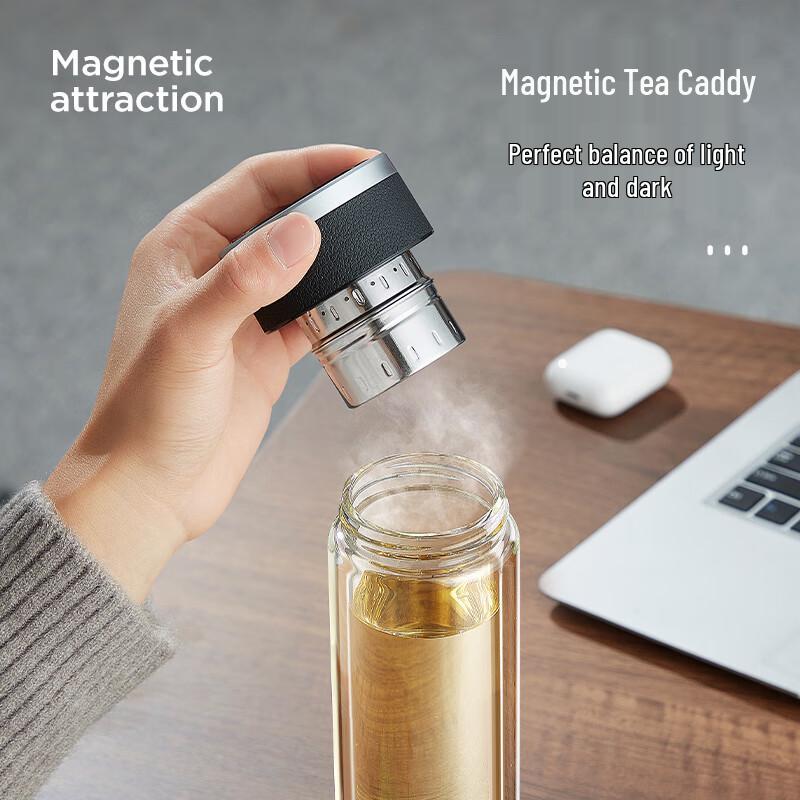 Wushengwu Cool Double-Layer Glass Tea Infuser Bottle 380ml