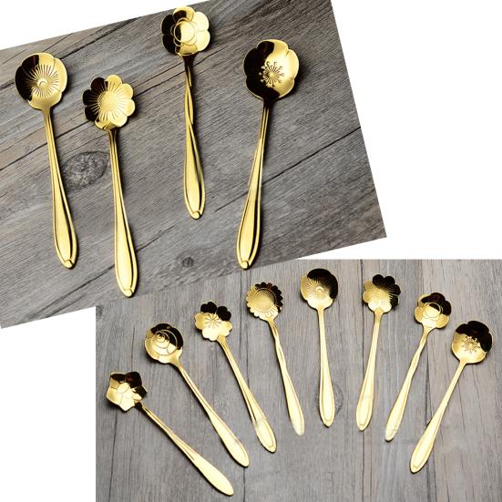 8ks květina Nerezová káva Kávový šálek Čajová lžička Čajová lžička Kuchyňské nářadí Dárek