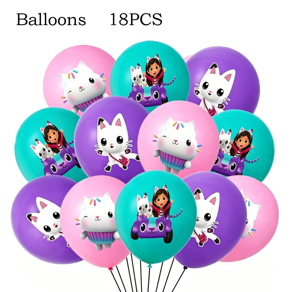 Pink Gabby House Birthday Party Decoration Banner Balloons Gabby Paper Cake Topper Plate Napkins Girl Party Decorations Supplies