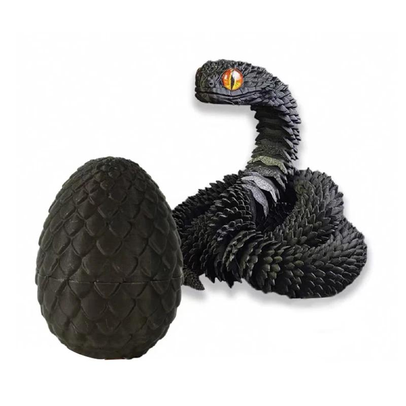 3D Printed Snake Egg Creative Decompression Snake Mold Movable Rotatable Articulated Desktop Ornament Realistic Animals Kid Toy