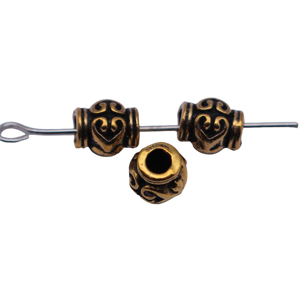Multi Color Spacer Beads Ornate Metal Big Hole Beads For Jewelry Projects