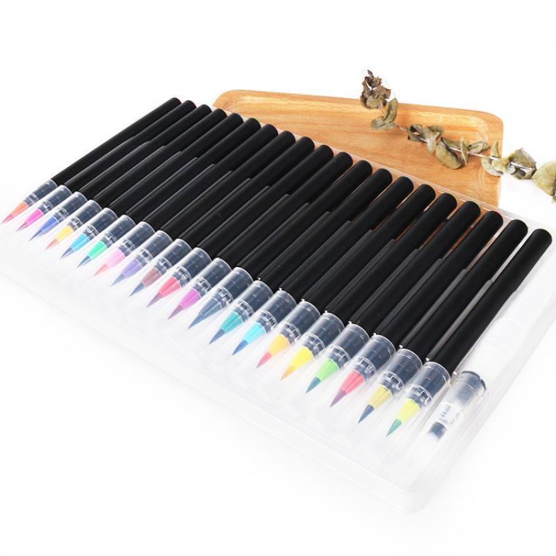 20-Color Soft Brush Watercolor and Calligraphy Pen Set for Manga and Hand-painting