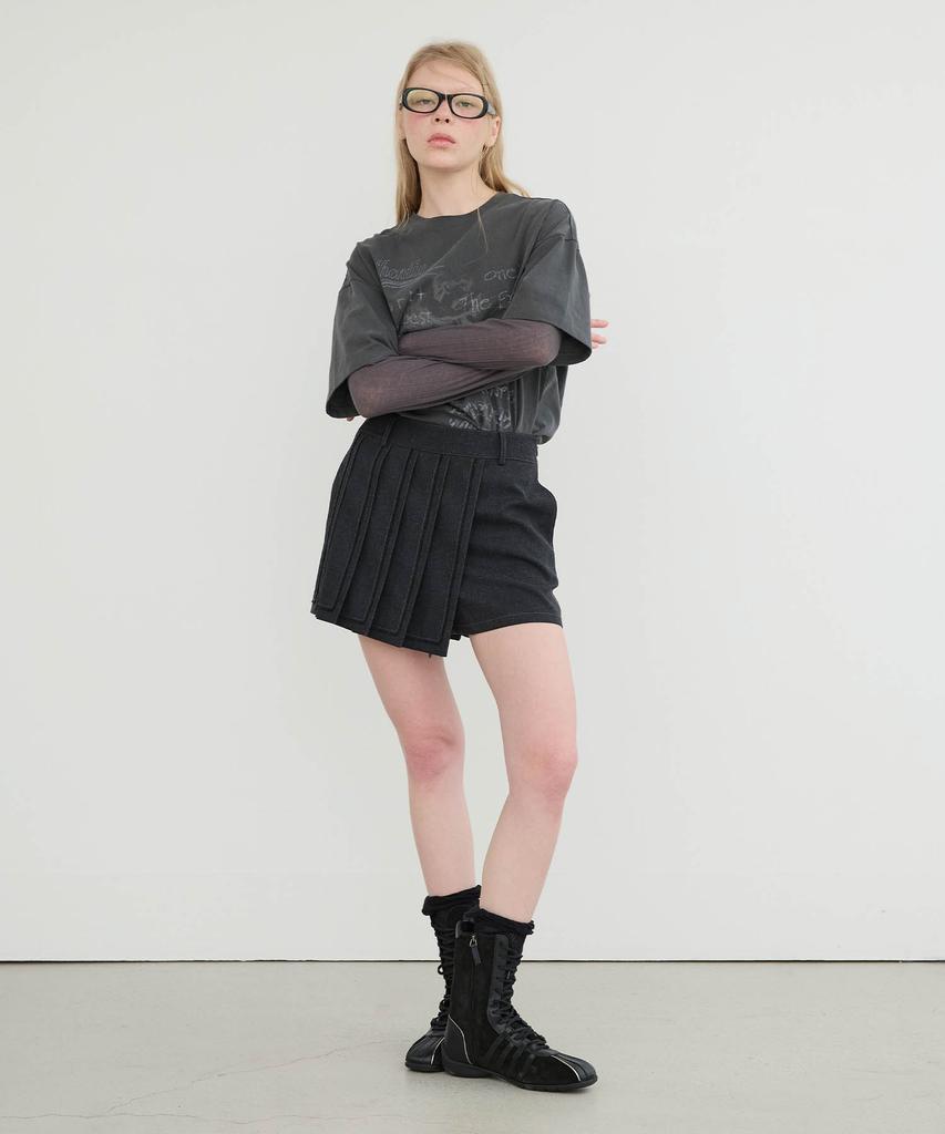 Yusentig Vintage Pleated Stitch Contrast Shorts Aw5Sl25113