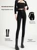 Women's Black High-Waisted Velvet-Lined Skinny Pants for Autumn/Winter 2025
