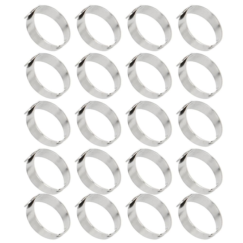 20pcs Adjustable Design Blank Ring Flat Base Stainless Steel Ring Flat Ring Base Creative Projects