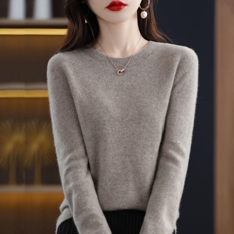 Kashmirtröja för kvinnor Qinghe kashmir 30% kashmir 70% ull Damtröja i höst och vinter i kashmir mjuk och varm