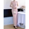 Women's French Style Sleeveless Knit Dress: Waist-Cinching Slim Fit, Summer Hip-Hugging Long Skirt
