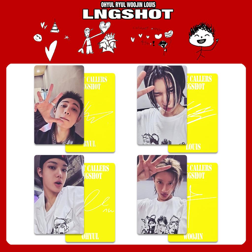 4Pcs LNGSHOT 1st Album SHOT CALLERS K4 Special Card POP-UP Store WVS Postcard RYUL WOOJIN LOUIS OHYUL Fans Bright Film Cards
