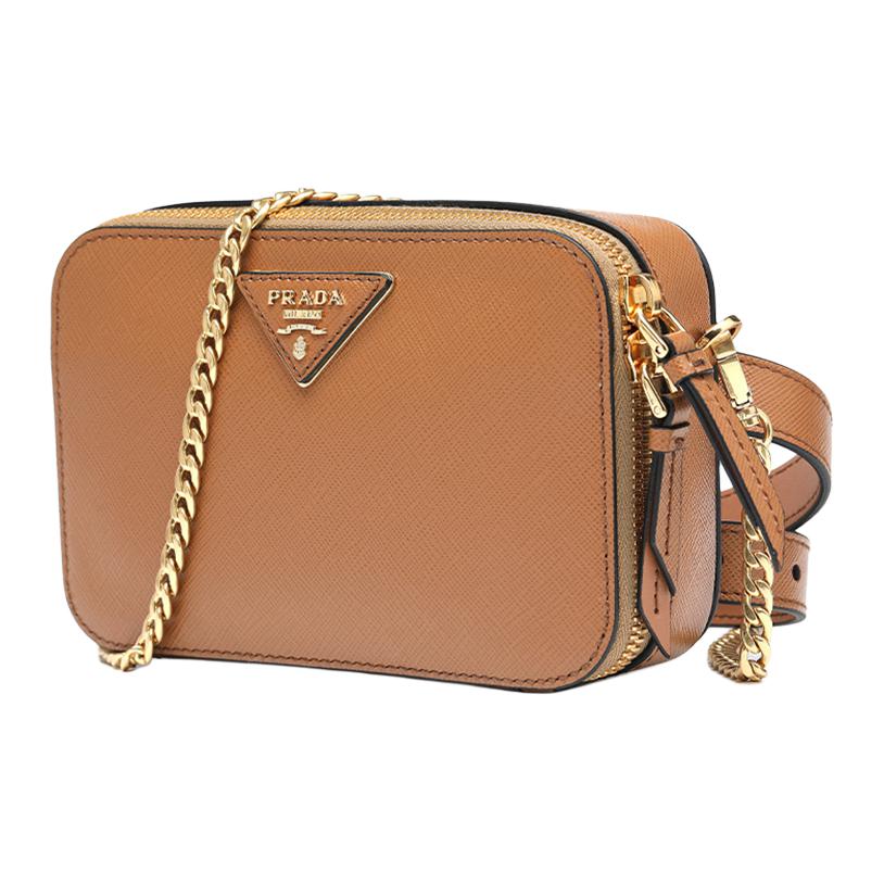 Prada Saffiano Zip Closure Leather Crossbody Bag Women bags Brown 1BL019-NZV-F098L-V-OOO