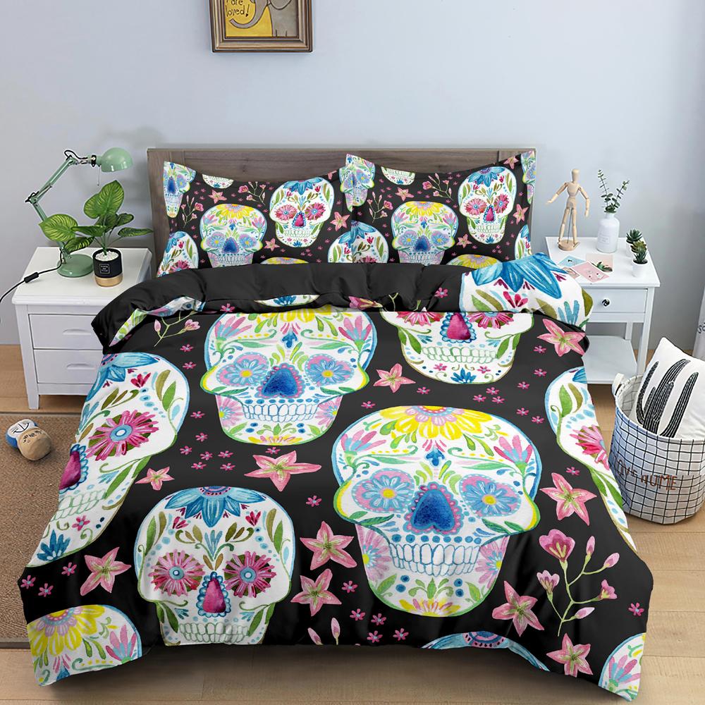 3D Skull Print Bedding Set Skeleton Duvet Cover Comforter Covers For Bedroom Twin King Size Quilt Cover With Pillowcase 2/3 Pcs