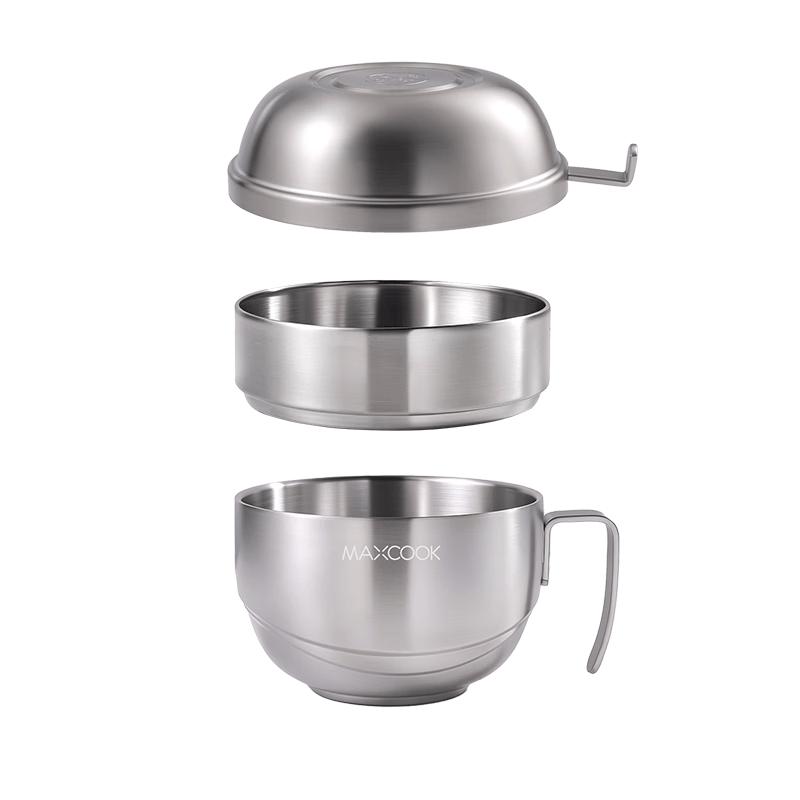 MAXCOOK 316L Stainless Steel Double-Layer Lunch Box & Instant Noodle Bowl