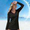 Women Lightweight Long Sleeve Sun Protection Shirt V Neck Quick Dry Breathable UV Protection Activewear Top for Outdoor Sports