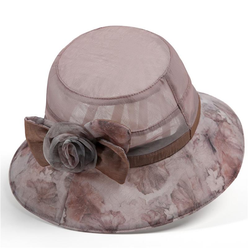 

Summer Thin Eaves Bucket Hat Flower Organza Sun Protection Mother Sun Hat Beach Hat Children хакі
