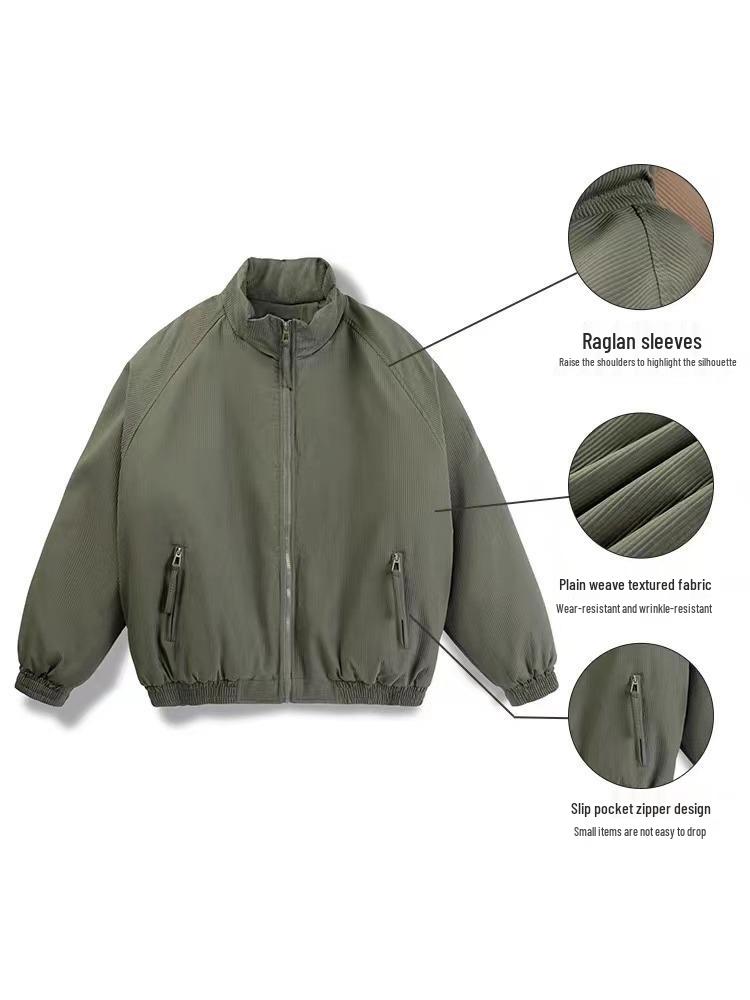 Unisex americká retro péřová bunda s vertikálními pruhy - Zesílený bavlněný kabát svrchní oděv, Ležérní všestranný design