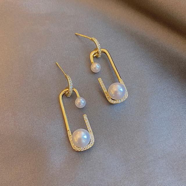 

14-каратное настоящее золотое покрытие корейский дизайн модные ювелирные изделия AAA циркон брошь жемчужные серьги элегантные женские банкетные вечерние серьги белый