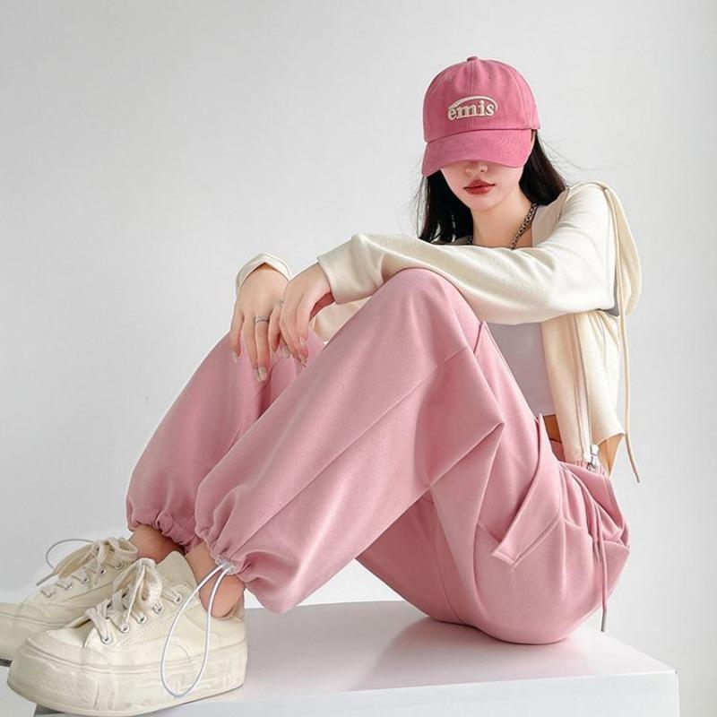 Overalls Women's Loose Casual Sweatpants Autumn and Winter New High-waisted and Thin Drawstring Tied Wide-leg Pants