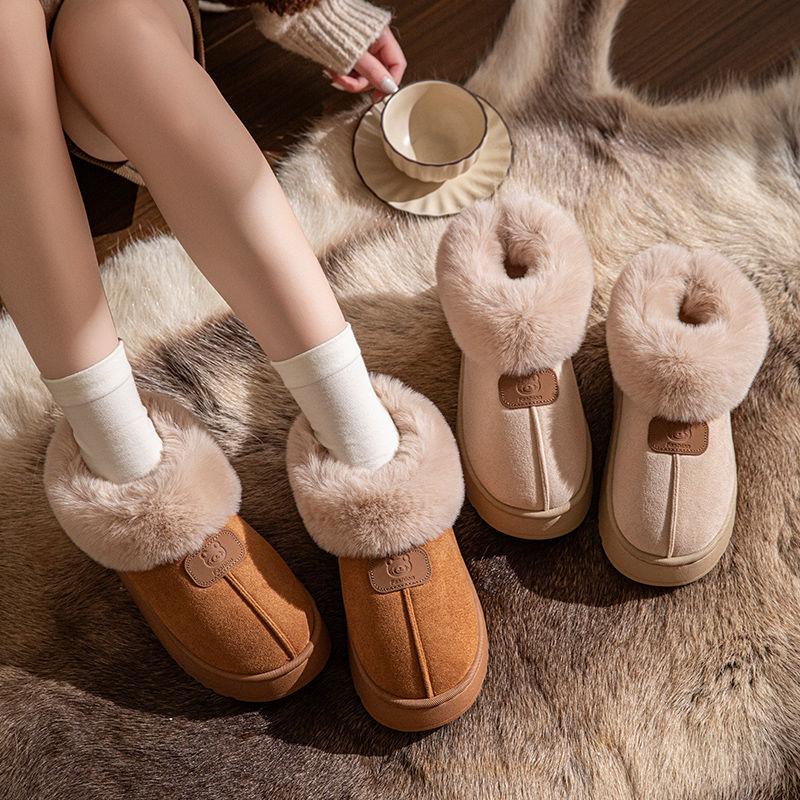 Winter Warm Slippers Women's Winter All-inclusive and Snow Boots Outer Wear Non-slip Velvet Thickened Cotton Slippers Women