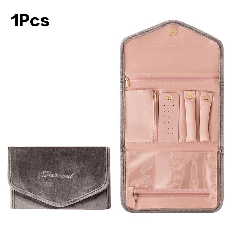 Foldable Jewelry Case Roll Travel Jewelry Organizer Portable For Journey Earrings Rings Diamond Necklaces Brooches Storage Bag
