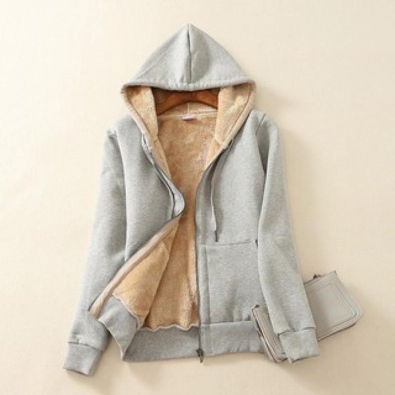 2026 Neuer Damen Winter Sherpa Hoodie Mantel, Koreanischer Stil Dickes Fleece Reißverschluss Oberbekleidung, Übergroßer Mittellanger Warmer Mantel für Pendeln & Tägliches Tragen