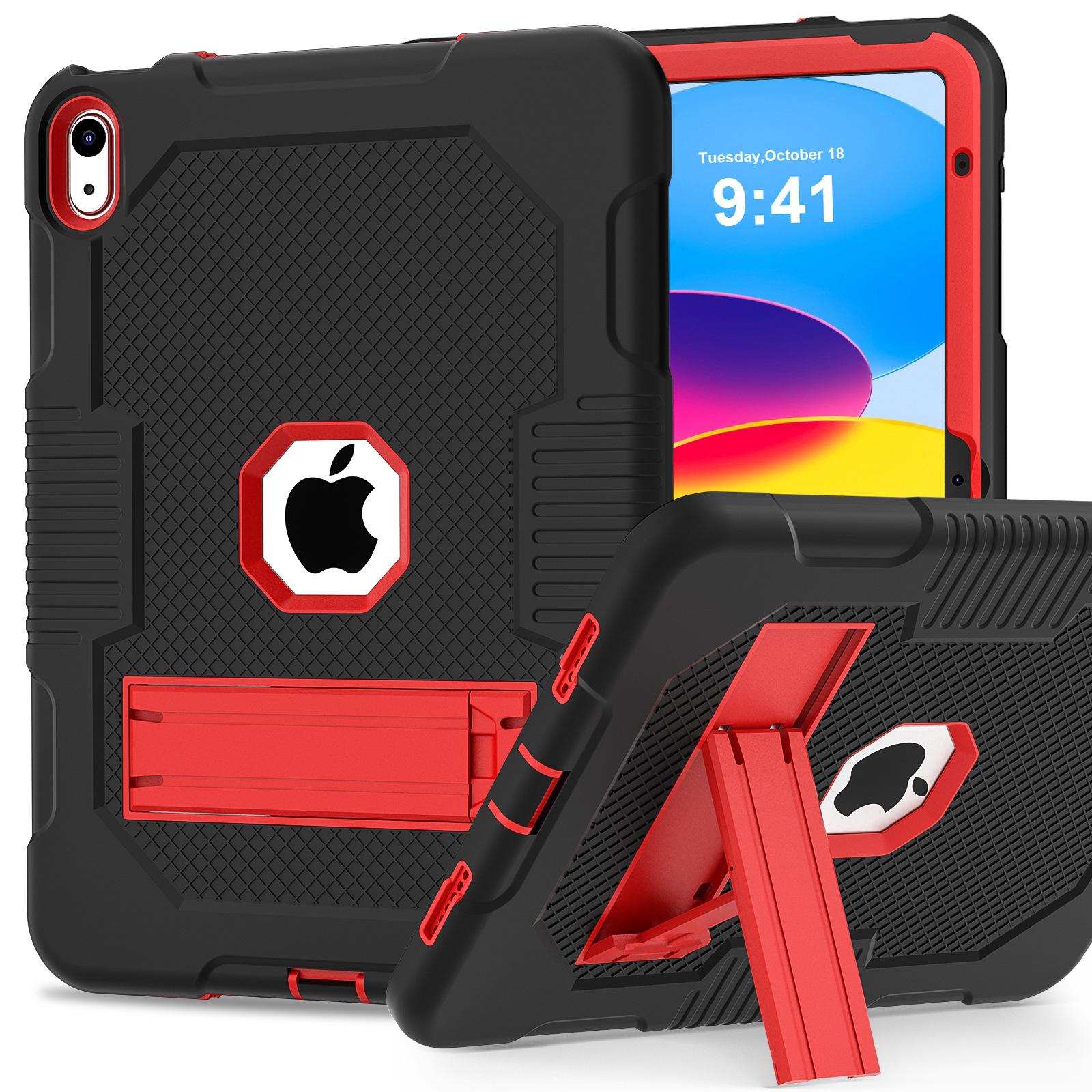 

iPad 10th Tablet Protective Case: 3-in-1 Silicone PC Anti-Fall Shell with Stand iPad 10th (2022) ярко-розовый/тёмно-синий