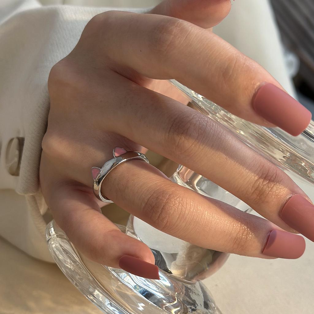 Pink Cute Cat Ear Ring For Women Cats Paw Embrace Tightly Opening Finger Rings Girl Ladies Party Birthday Jewelry Accessories