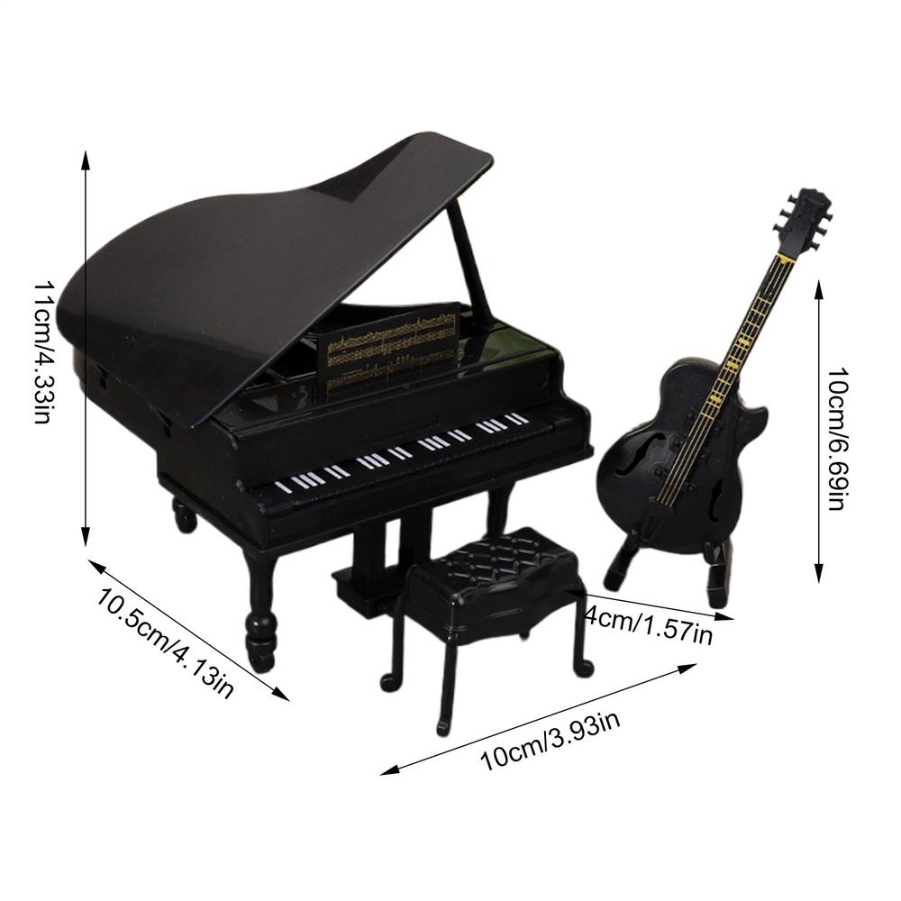 Exquisite Grand Piano Musical Instrument Model Piano Stool Toy Accessories Model Miniature House Decor for Birthday Kid Gift