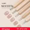 5pcs Double-Ended Nail Art Dotting Pens with Wood Handles for Rhinestones and Polka Dots