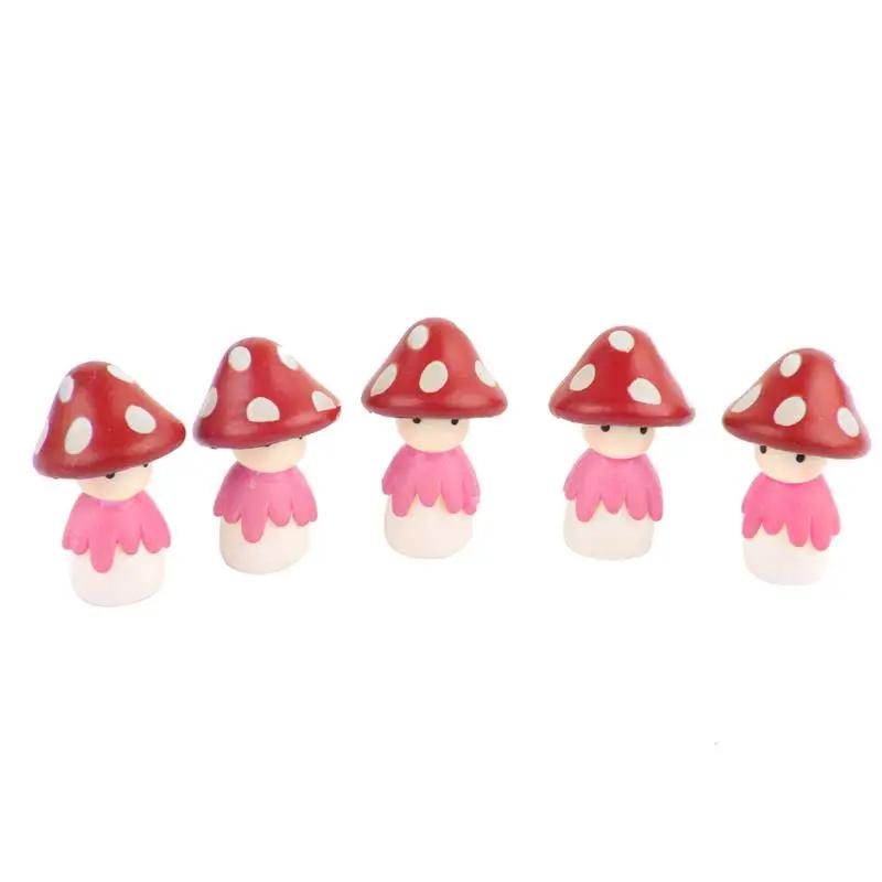 4 Pcs Mushroom Doll Figures Decor Mini Fairy Garden Animal Statue Miniature Garden Moss Micro Landscape Ornaments Resin Craft