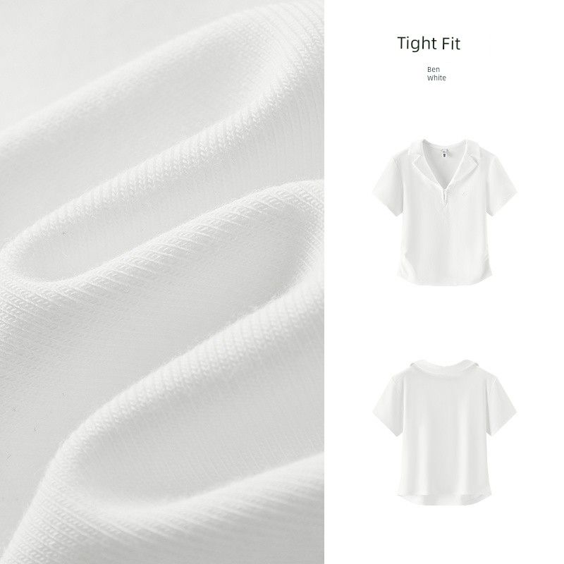 

Дай Лува Сяосенма Поло Женский Короткий Сексуальный Силуэт 2025 Лето Новинка Вышивка Прохладный Облегающий Топ Серый This White 10102 160/84A/M