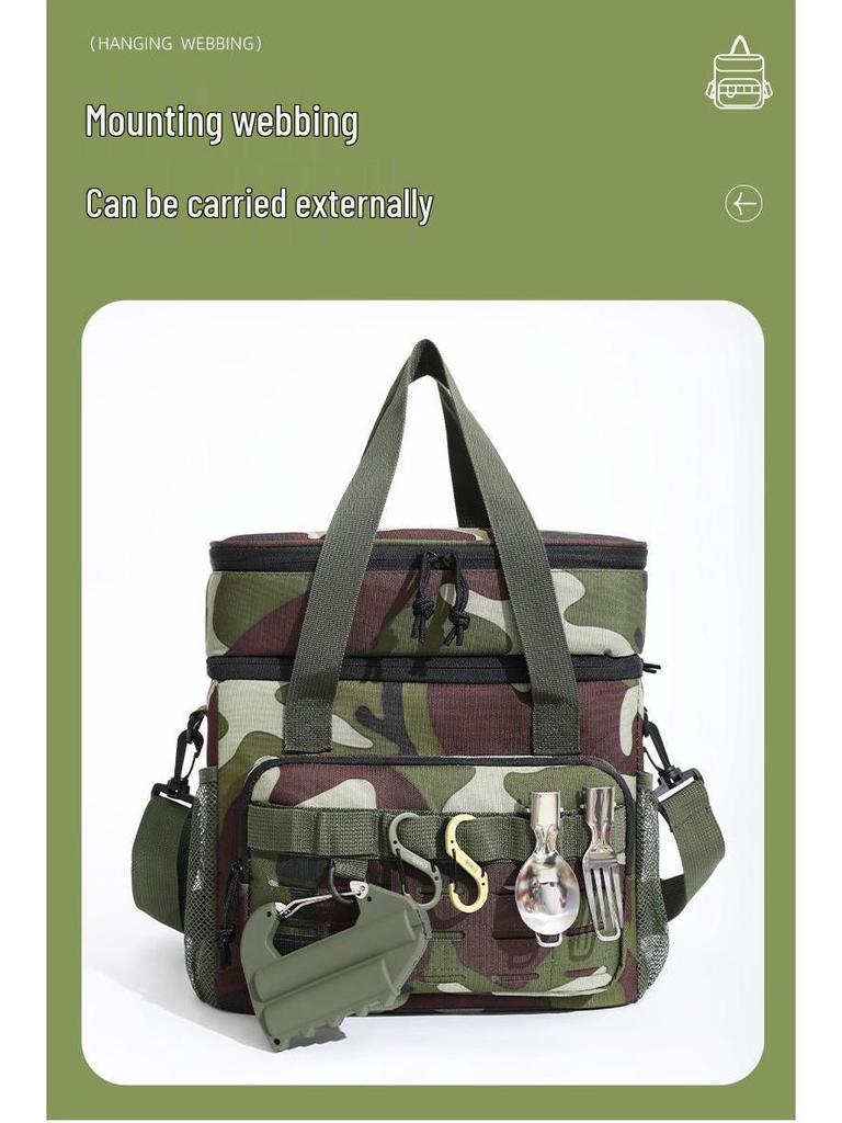 Leakproof Double-Layer Insulated Camping Picnic Bag with Large Capacity and Oxford Cloth