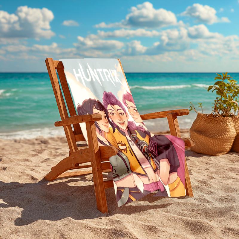 1pc KPop Demon Hunters9 Beach Towel, Comfortable and Thick, and Swimming/Bath/Picnic/Camping Towel, Suitable for Seaside Beaches