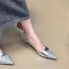 Fashion Summer Low Top Fine Heel Shoes Women Fashion Pointy Splicing Monochrome Cow Suede Slip-on Heel Shoes