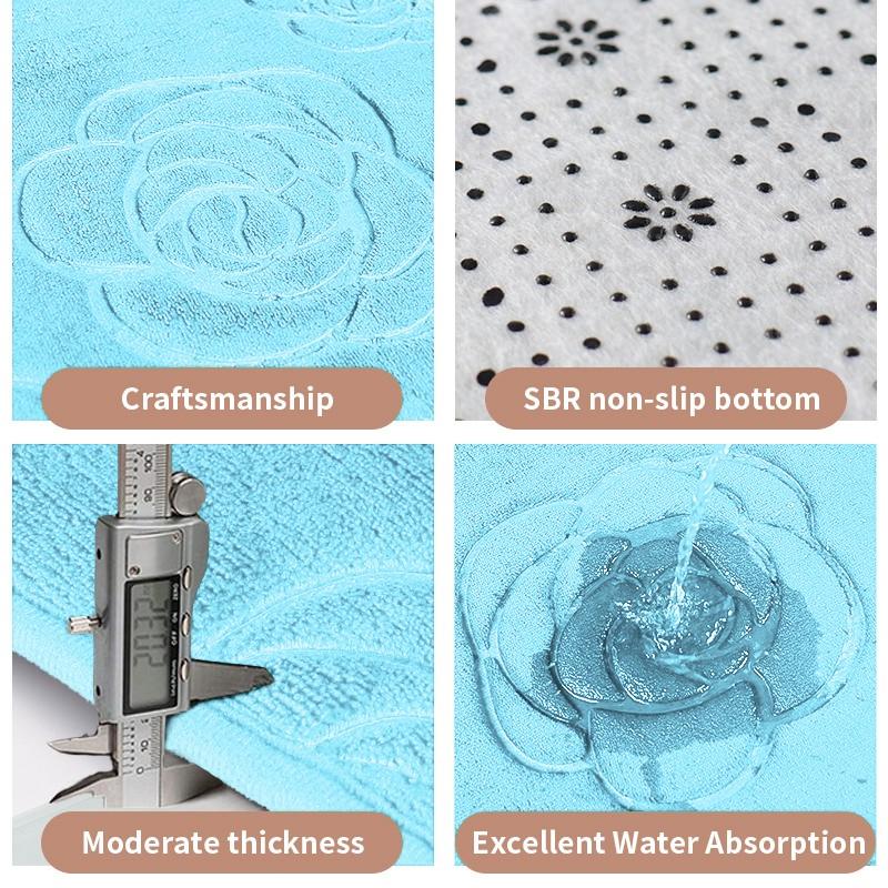 Tappetino da bagno con rose in rilievo Tappetino da bagno antiscivolo nel lavabo Vasca da bagno Tappeto da pavimento laterale Doccia Zerbino Memory Foam 3D Pad