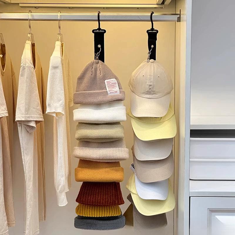1PCS Hanging Hat Rack with Hook & Metal Clips - Caps Organizer for Baseball Caps, Golf Caps, Hat Storage Stand