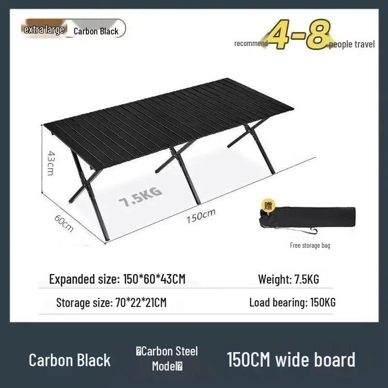 Portable Outdoor Carbon Steel Folding Table for Camping and Picnics