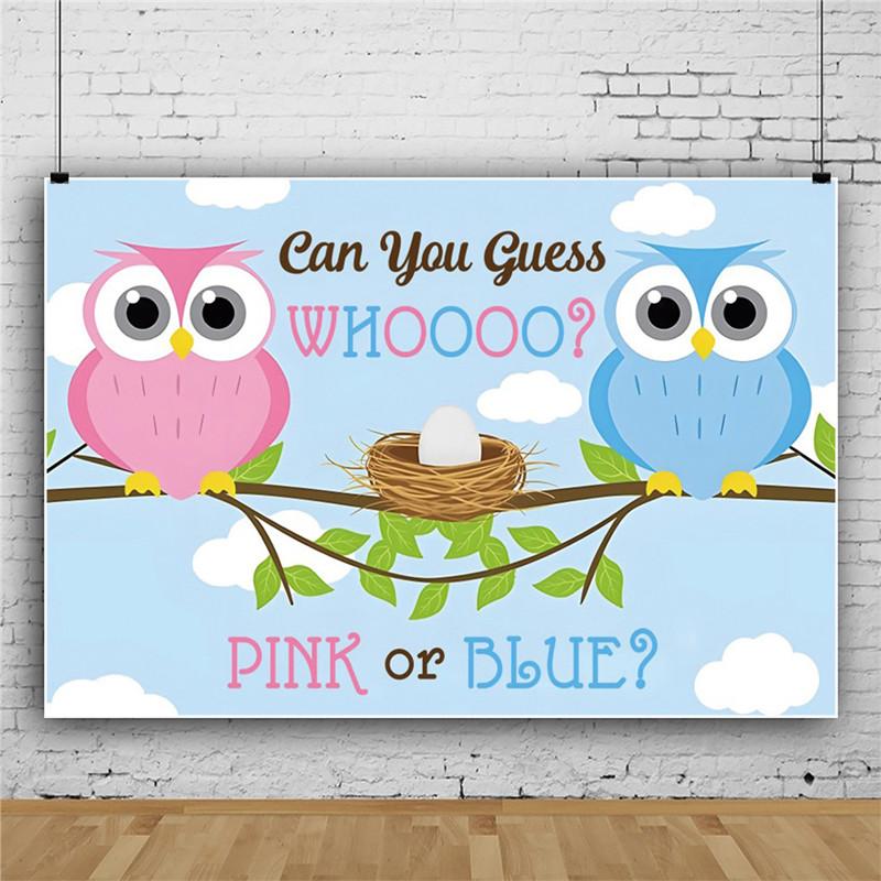 Gender Reveal Party Background Cloth Banner Cute Bear Decor Vinyl Photography Banner Animal Children's Birthday Decoration