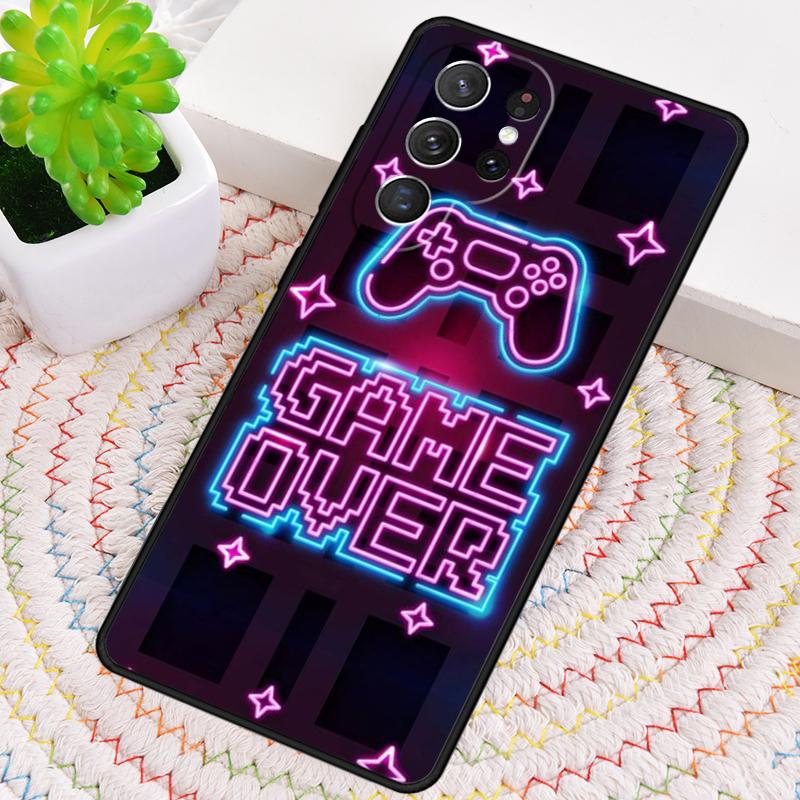 Neon Game Over Pixel Silicone Phone Case For Samsung Galaxy Note 10 Pro S26 S25 S24 S23 S22 S21 Plus S25Ultra Capa Cover