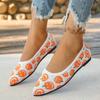 Halloween pumpkin women's shoes shallow mouth pointed head fly knitting one pedal single shoes