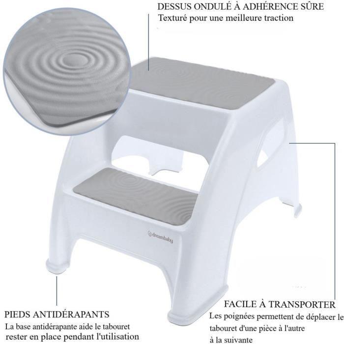 Step Stool - DREAMBABY - Toddler &; Me 2 Up - Non-slip and Textured - Up To 135kg for Small Children and Adults - Grey