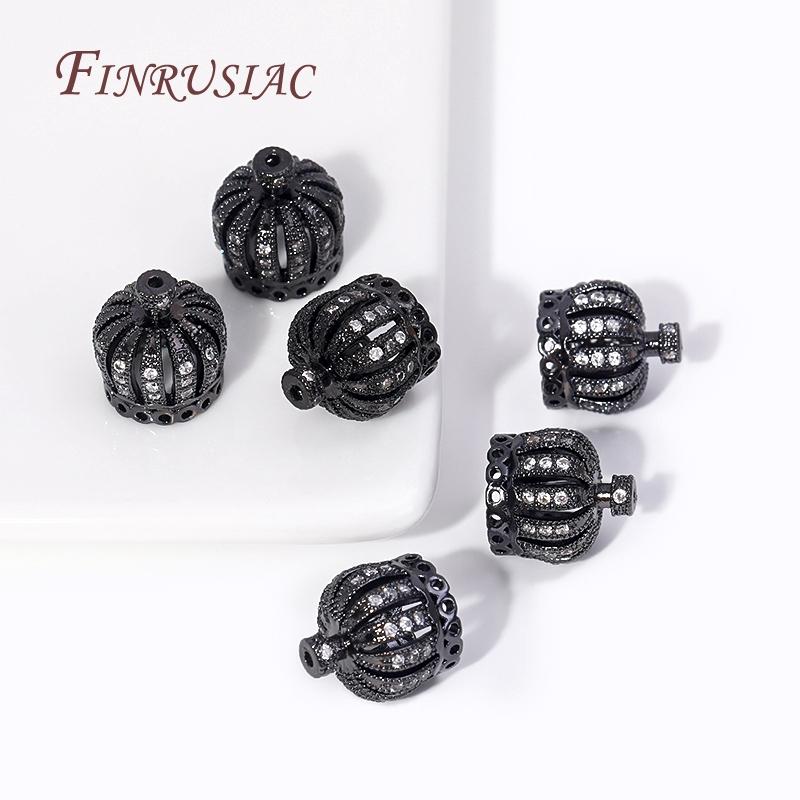 9/11/13MM 18K Gold Plated Brass with Zircon Crown Beads Caps Tassel Caps For DIY Earrings Charms Jewelry Making Components